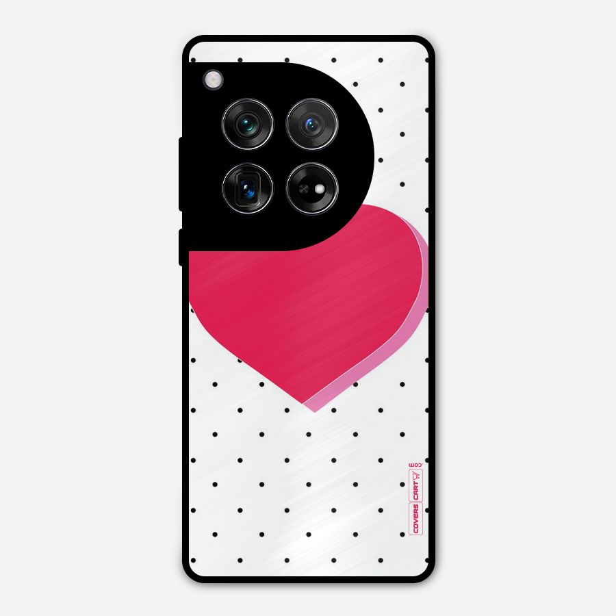 Pink Polka Heart Metal Back Case for OnePlus 12