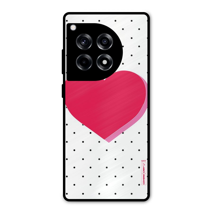 Pink Polka Heart Metal Back Case for OnePlus 12R