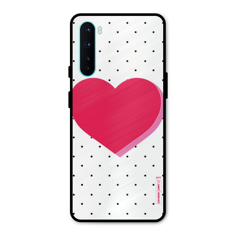 Pink Polka Heart Metal Back Case for OnePlus Nord