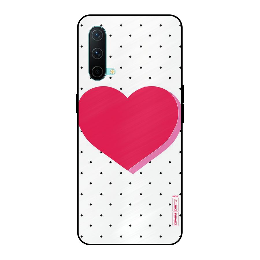 Pink Polka Heart Metal Back Case for OnePlus Nord CE 5G
