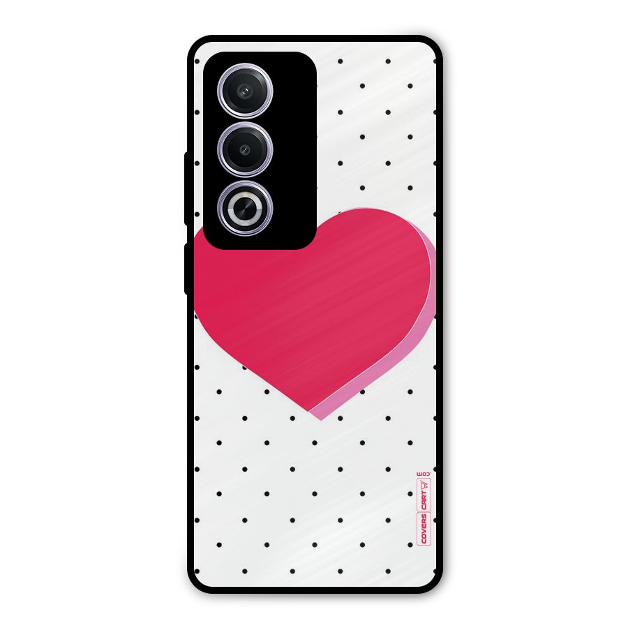 Pink Polka Heart Metal Back Case for Oppo A3 Pro