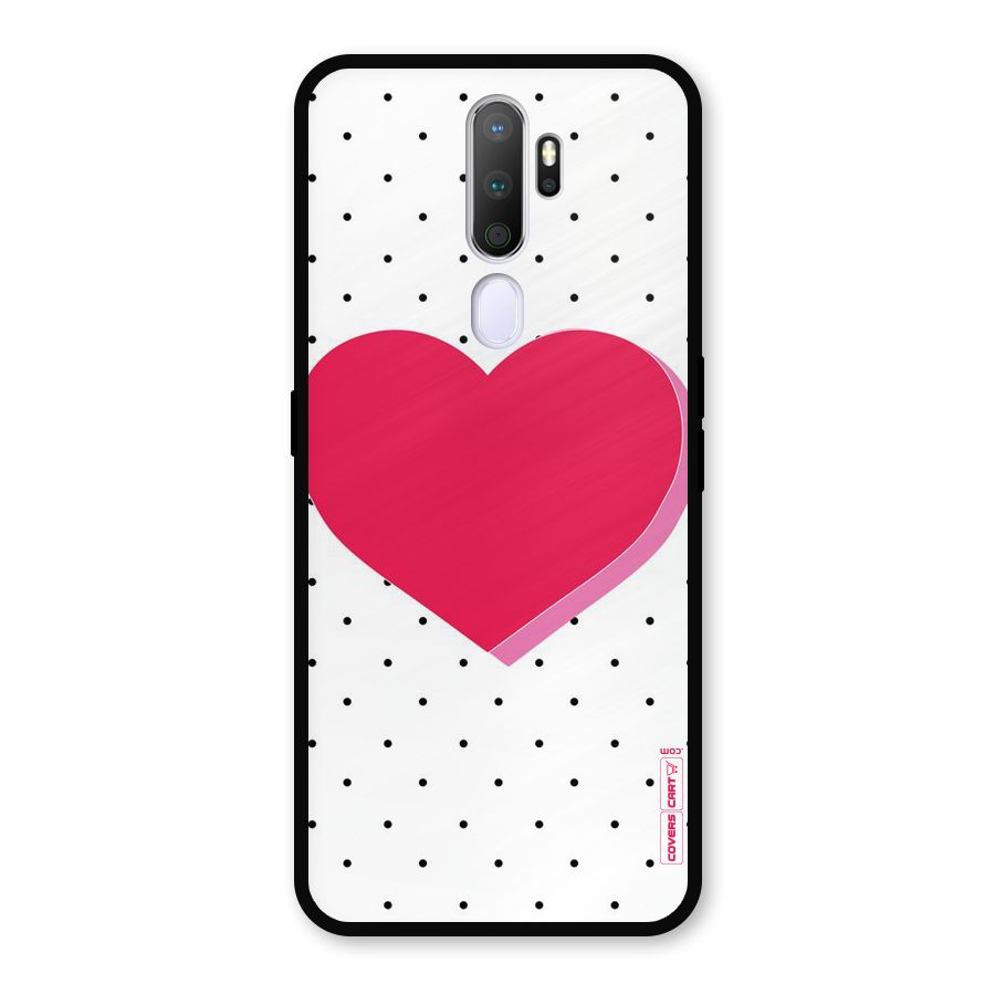 Pink Polka Heart Metal Back Case for Oppo A9 (2020)