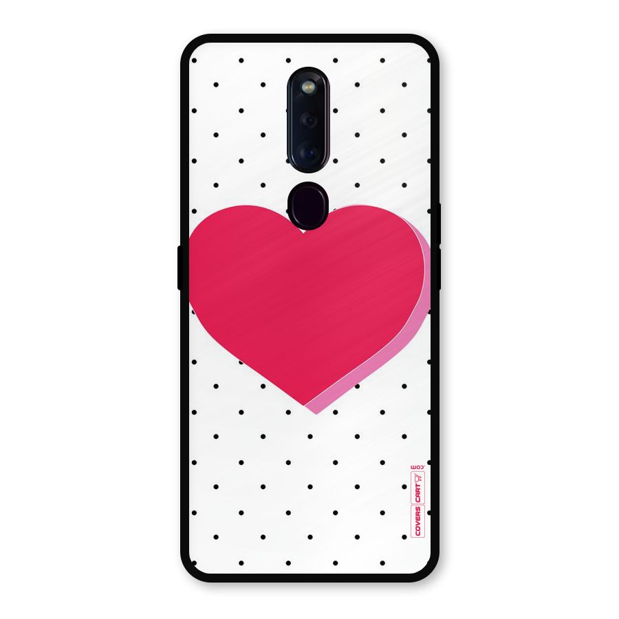 Pink Polka Heart Metal Back Case for Oppo F11 Pro