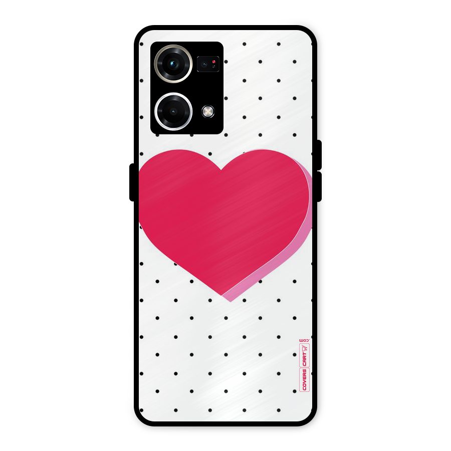 Pink Polka Heart Metal Back Case for Oppo F21 Pro 4G