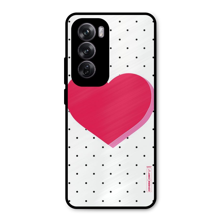 Pink Polka Heart Metal Back Case for Oppo Reno12 Pro