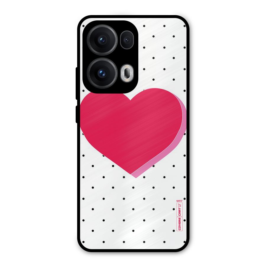 Pink Polka Heart Metal Back Case for Oppo Reno13 Pro