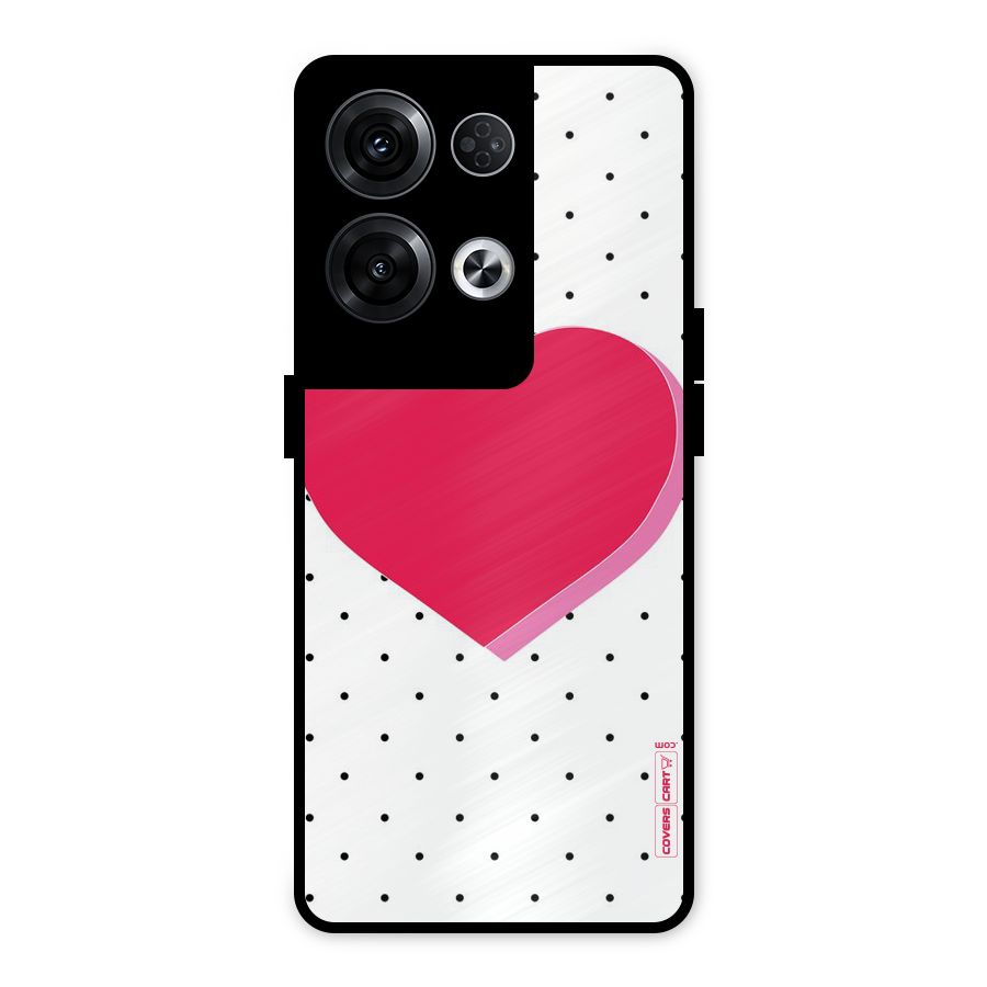 Pink Polka Heart Metal Back Case for Oppo Reno8 Pro 5G