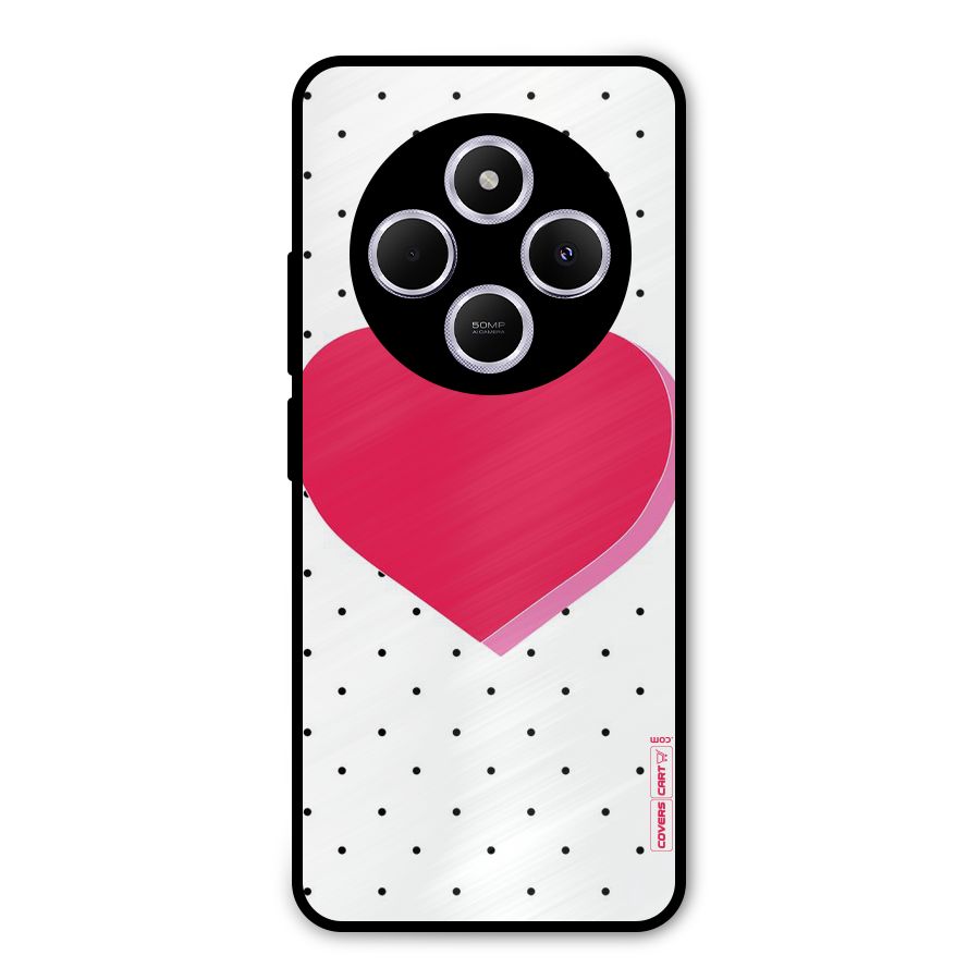 Pink Polka Heart Metal Back Case for Poco C75 5G
