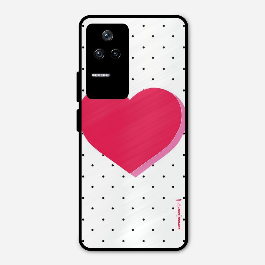 Pink Polka Heart Metal Back Case for Poco F4 5G