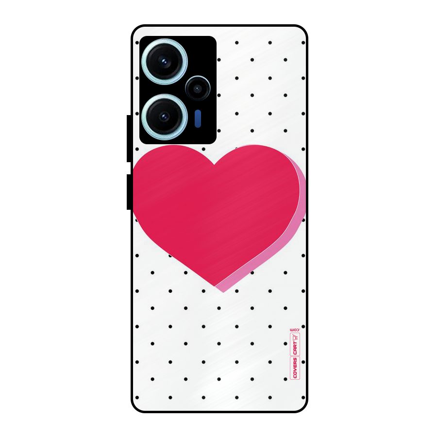 Pink Polka Heart Metal Back Case for Poco F5