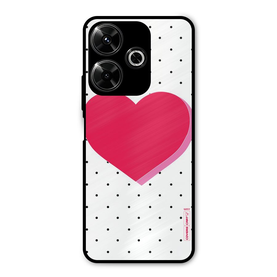 Pink Polka Heart Metal Back Case for Poco M6 Plus