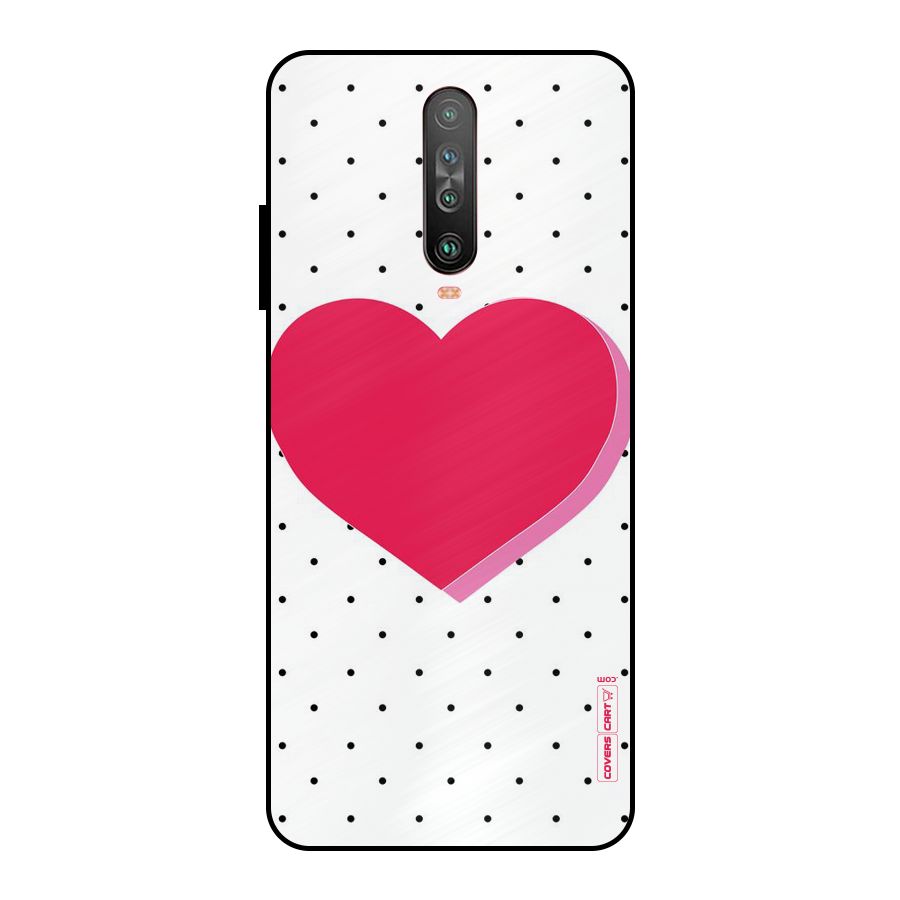 Pink Polka Heart Metal Back Case for Poco X2