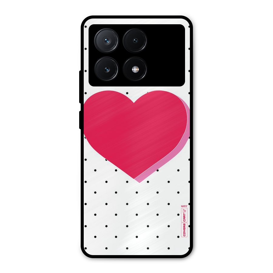Pink Polka Heart Metal Back Case for Poco X6 Pro