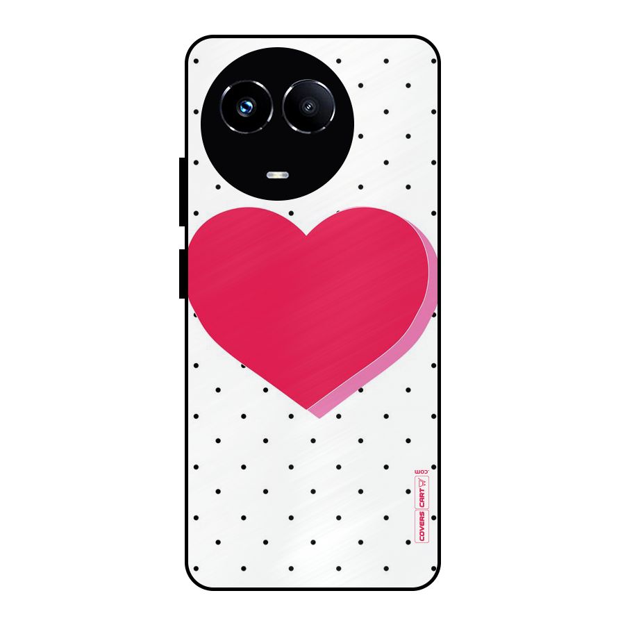 Pink Polka Heart Metal Back Case for Realme 11X