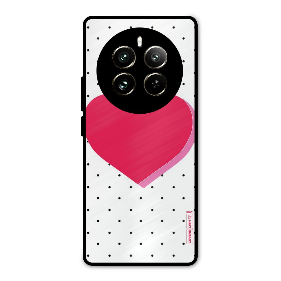 Pink Polka Heart Metal Back Case for Realme 12 Pro