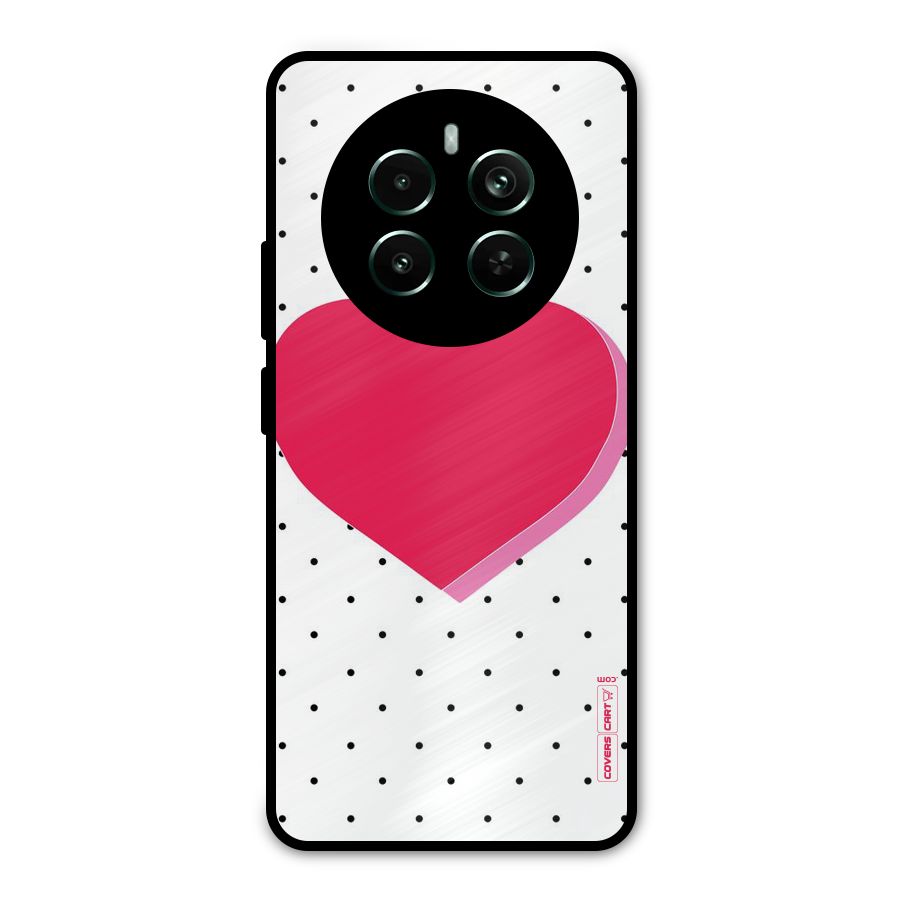 Pink Polka Heart Metal Back Case for Realme 12 Pro Plus