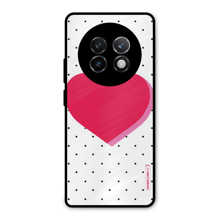 Pink Polka Heart Metal Back Case for Realme 13 Plus