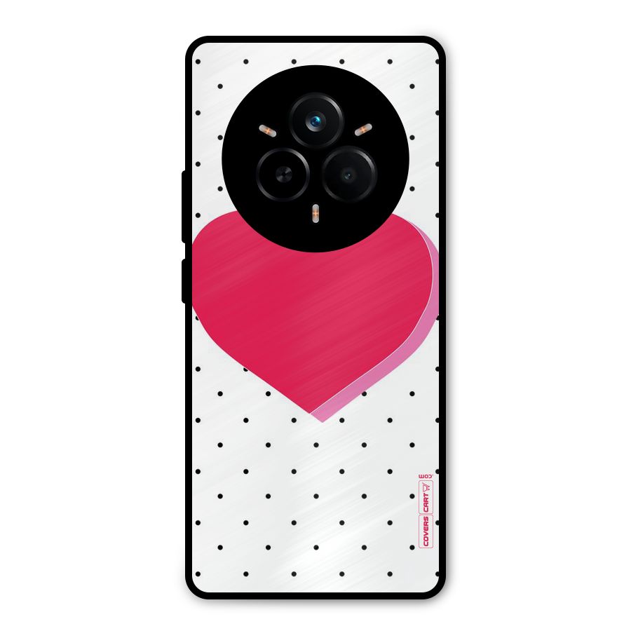 Pink Polka Heart Metal Back Case for Realme 14 Pro