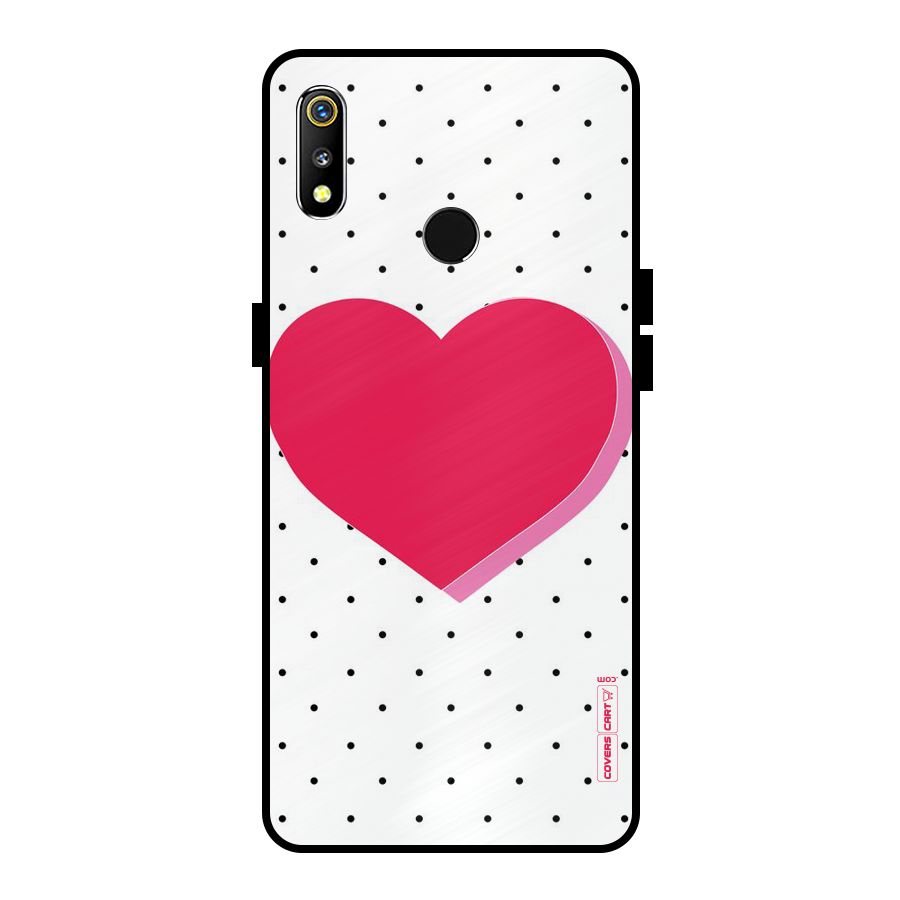 Pink Polka Heart Metal Back Case for Realme 3