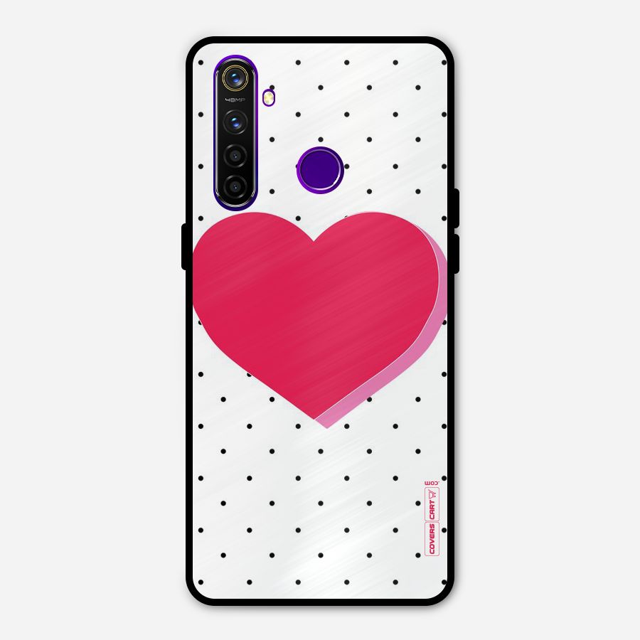 Pink Polka Heart Metal Back Case for Realme 5 Pro