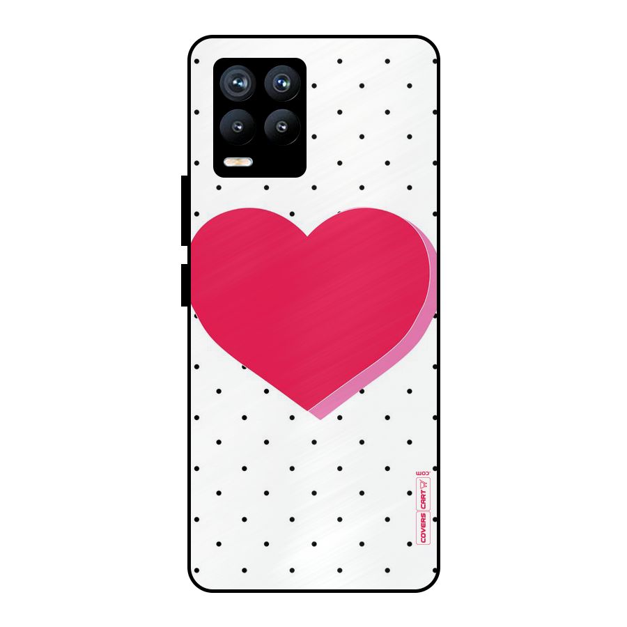 Pink Polka Heart Metal Back Case for Realme 8