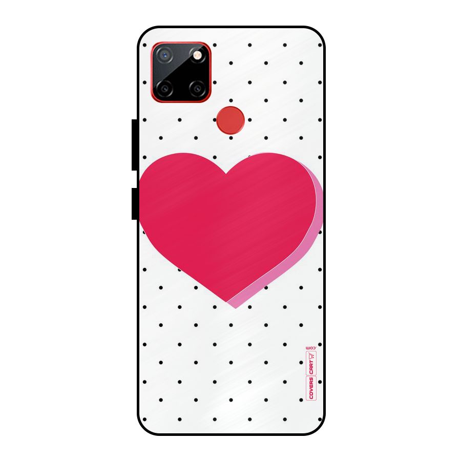 Pink Polka Heart Metal Back Case for Realme C12