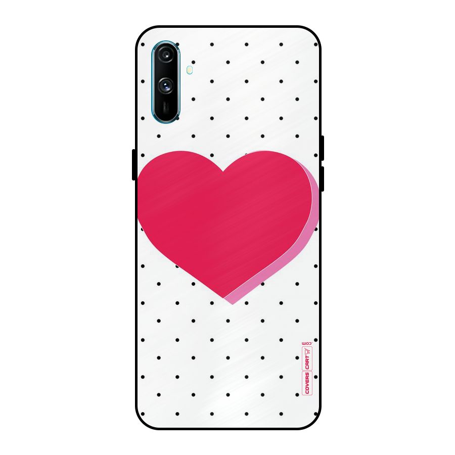 Pink Polka Heart Metal Back Case for Realme C3