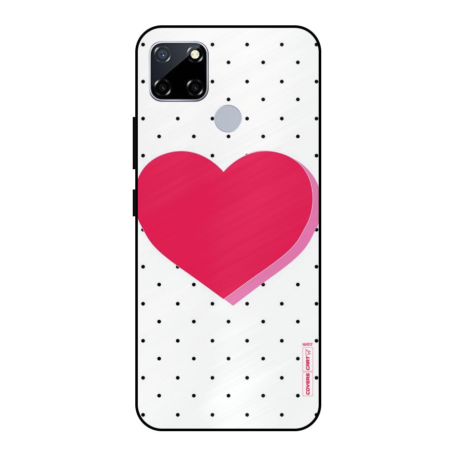Pink Polka Heart Metal Back Case for Realme Narzo 30A