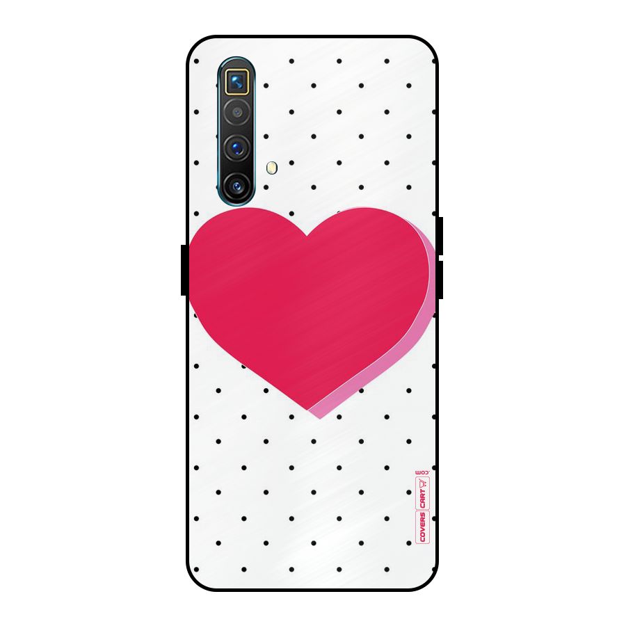 Pink Polka Heart Metal Back Case for Realme X3