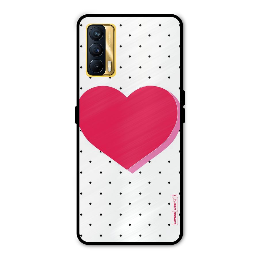 Pink Polka Heart Metal Back Case for Realme X7