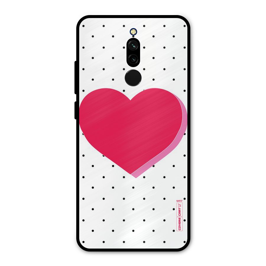 Pink Polka Heart Metal Back Case for Redmi 8