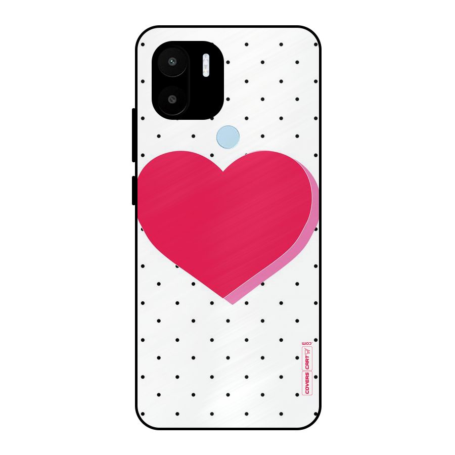 Pink Polka Heart Metal Back Case for Redmi A2+