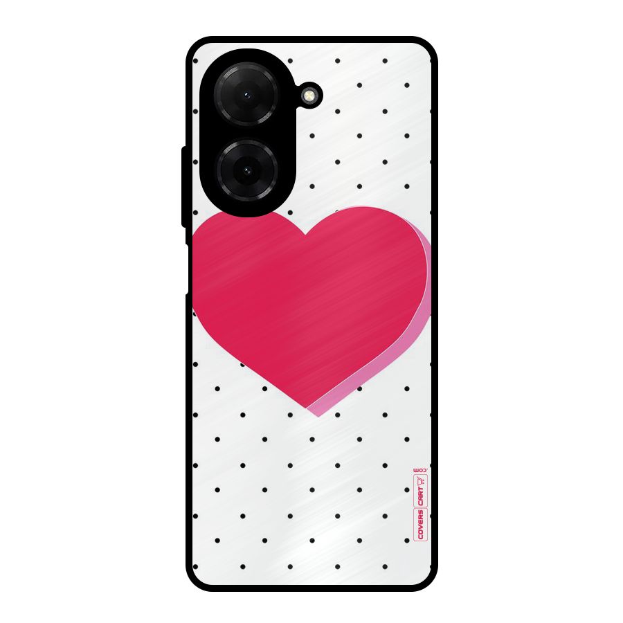 Pink Polka Heart Metal Back Case for Redmi A5 4G
