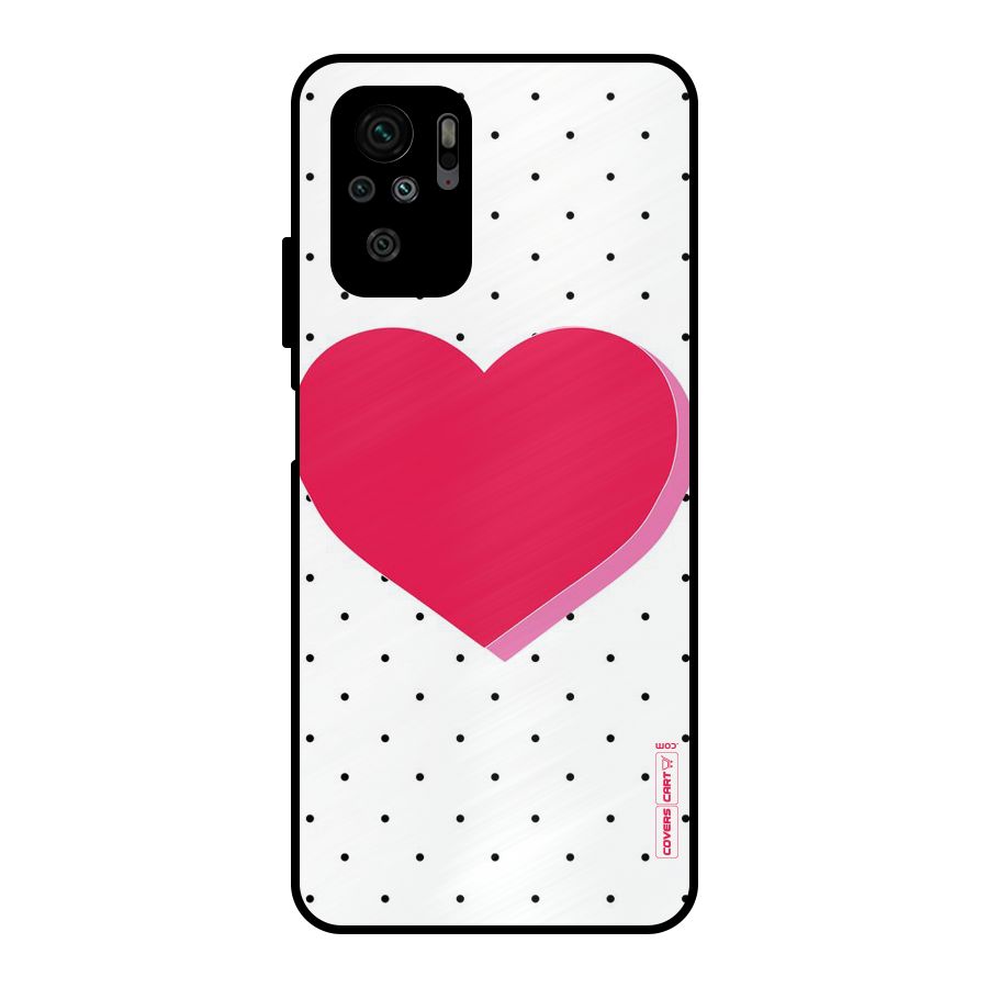 Pink Polka Heart Metal Back Case for Redmi Note 10S