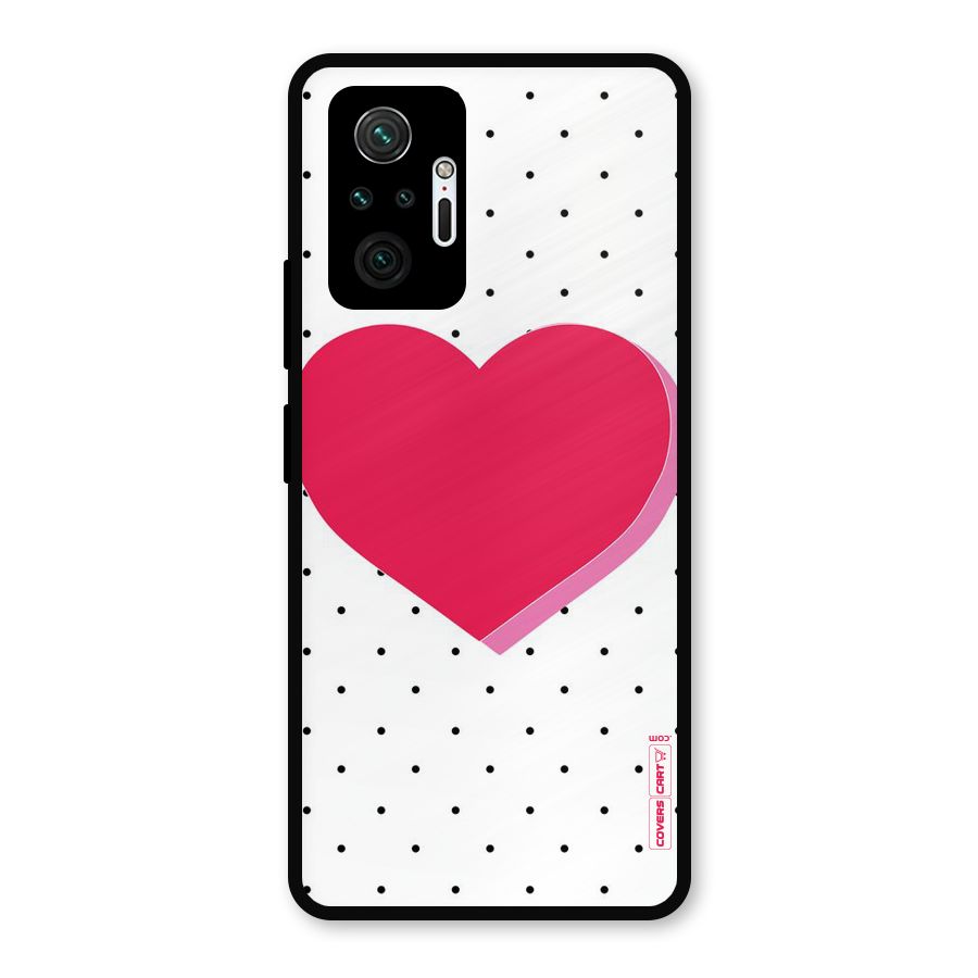Pink Polka Heart Metal Back Case for Redmi Note 10 Pro