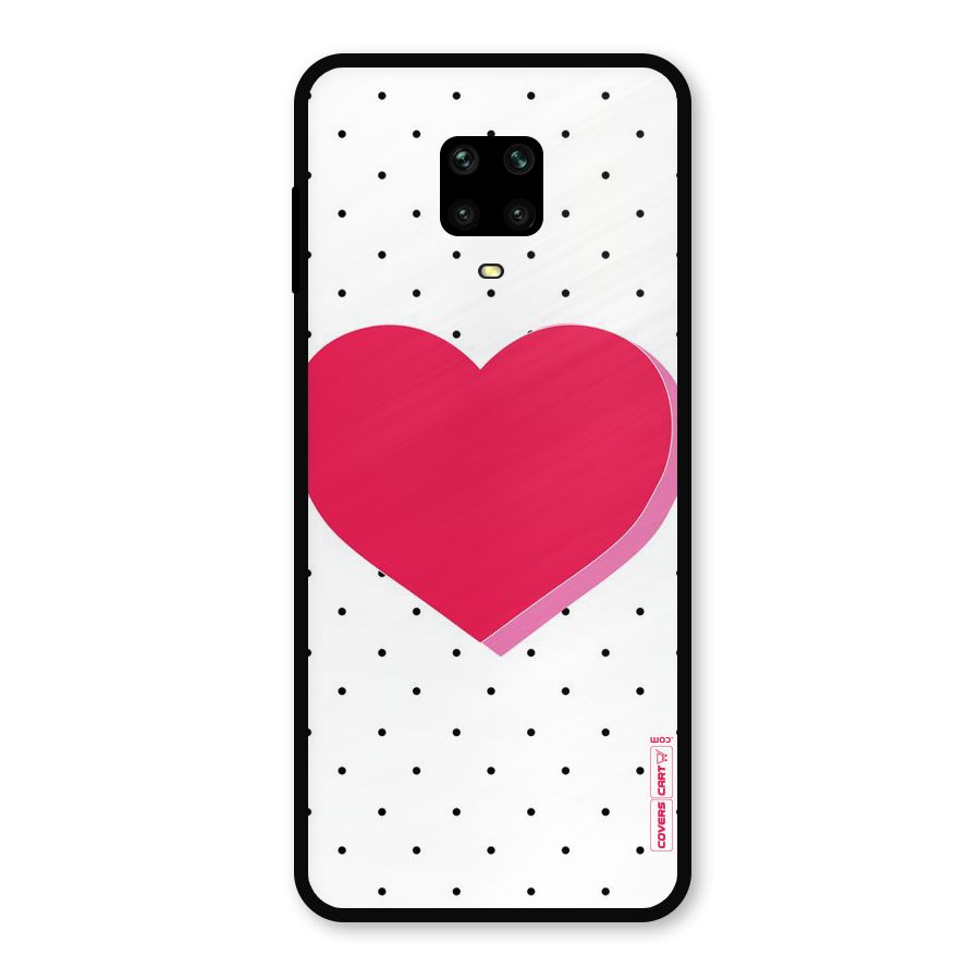 Pink Polka Heart Metal Back Case for Redmi Note 9 Pro Max
