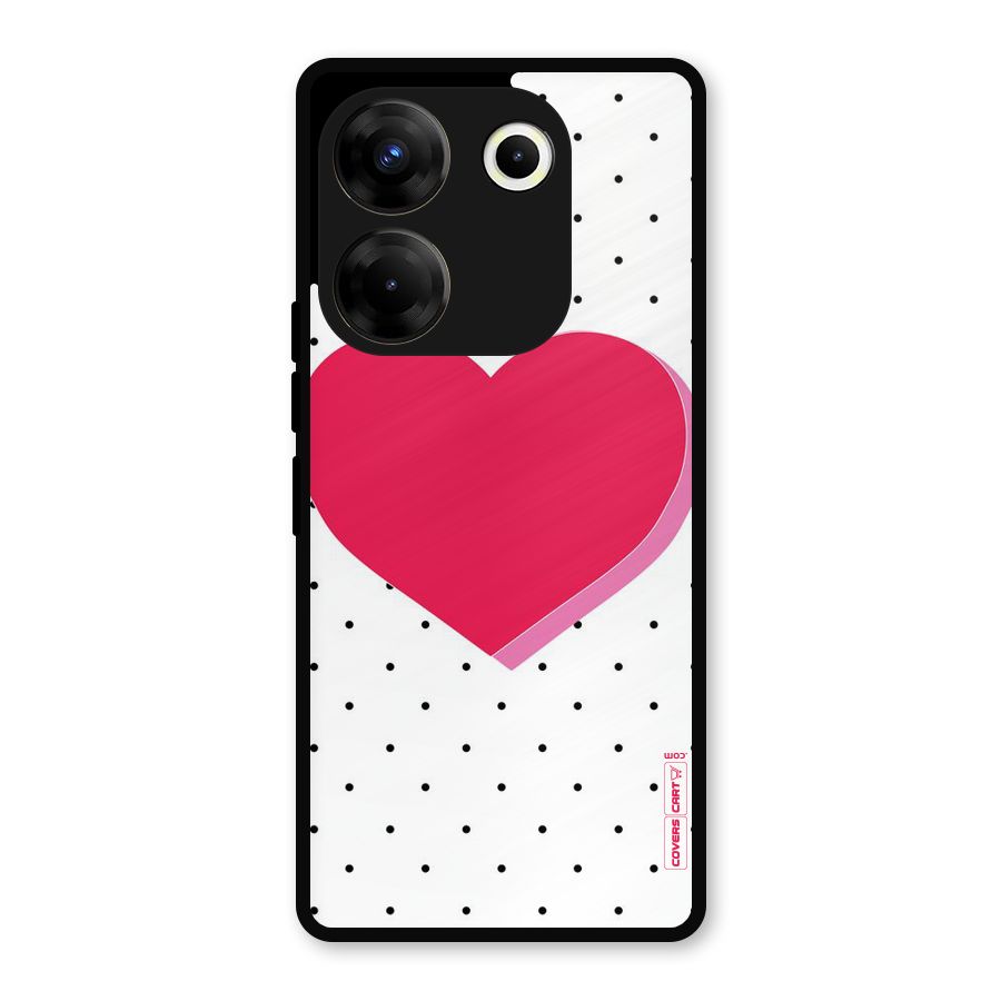 Pink Polka Heart Metal Back Case for Tecno Camon 20