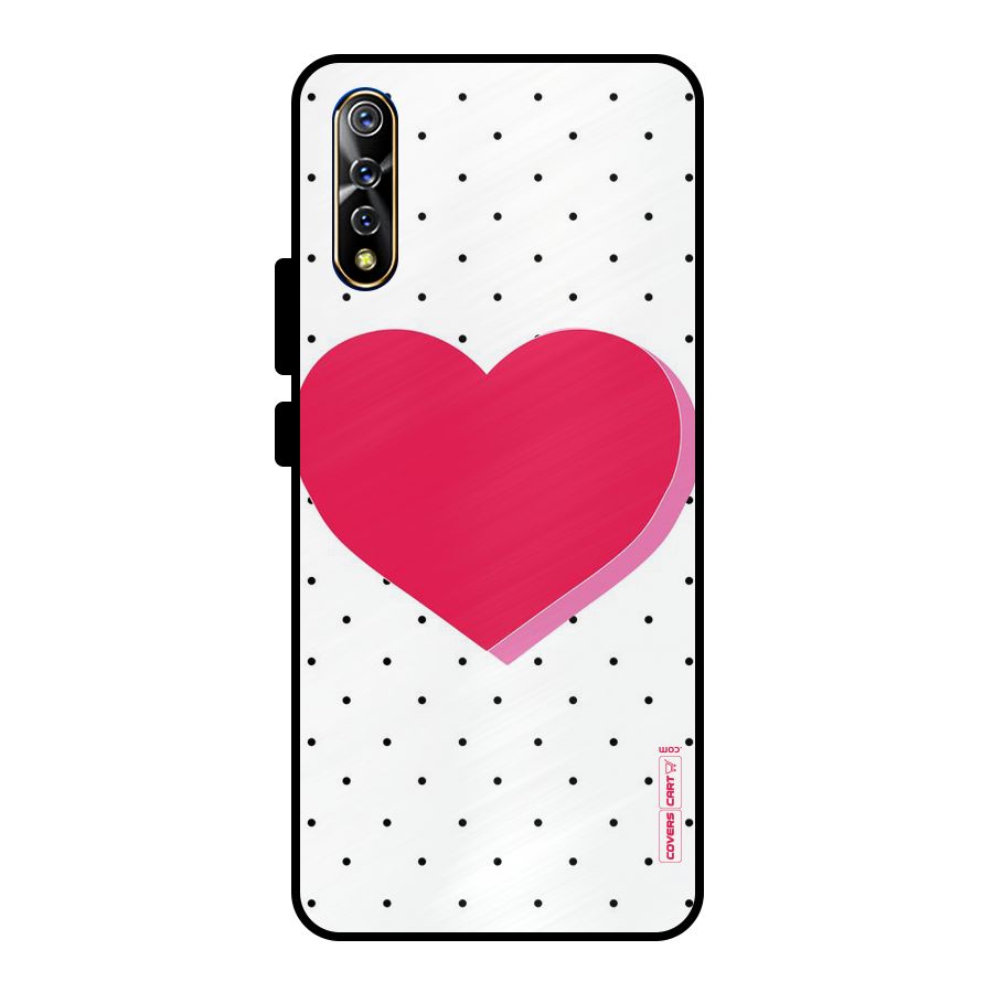 Pink Polka Heart Metal Back Case for Vivo S1