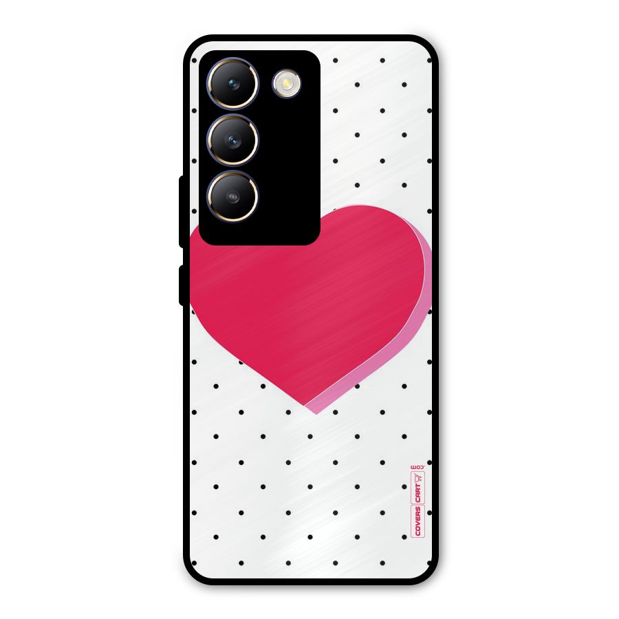 Pink Polka Heart Metal Back Case for Vivo T3 5G