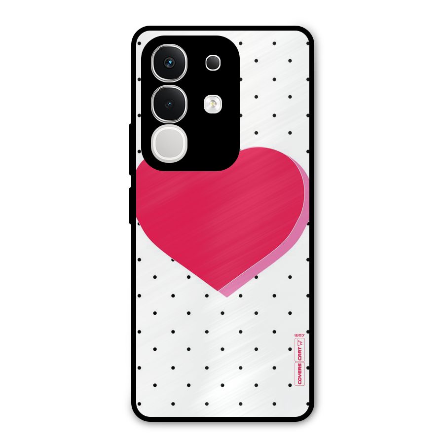 Pink Polka Heart Metal Back Case for Vivo T4x