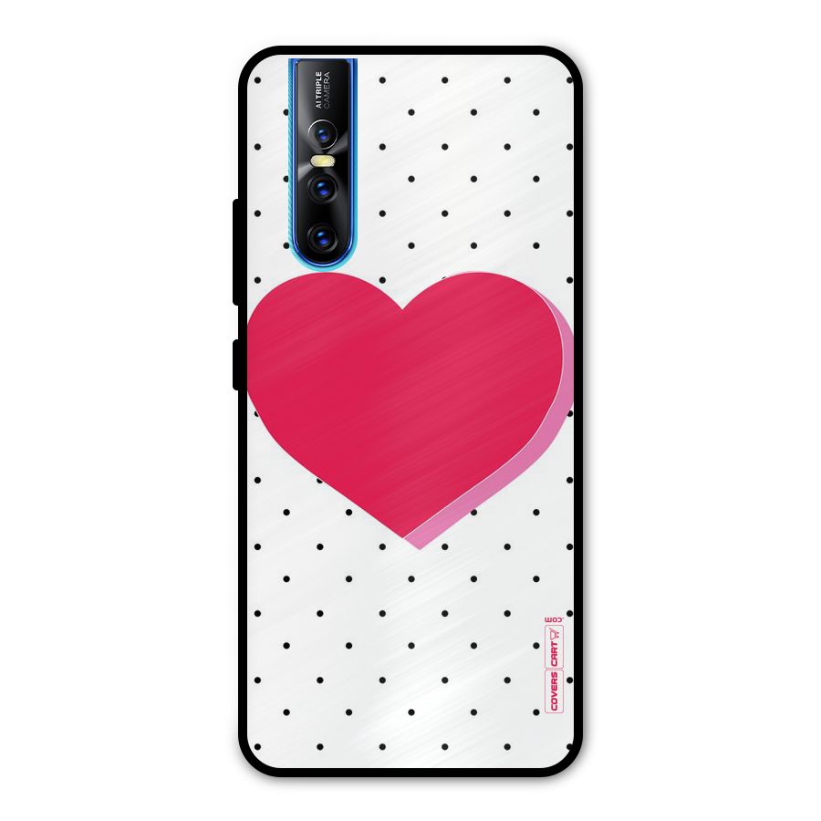 Pink Polka Heart Metal Back Case for Vivo V15 Pro
