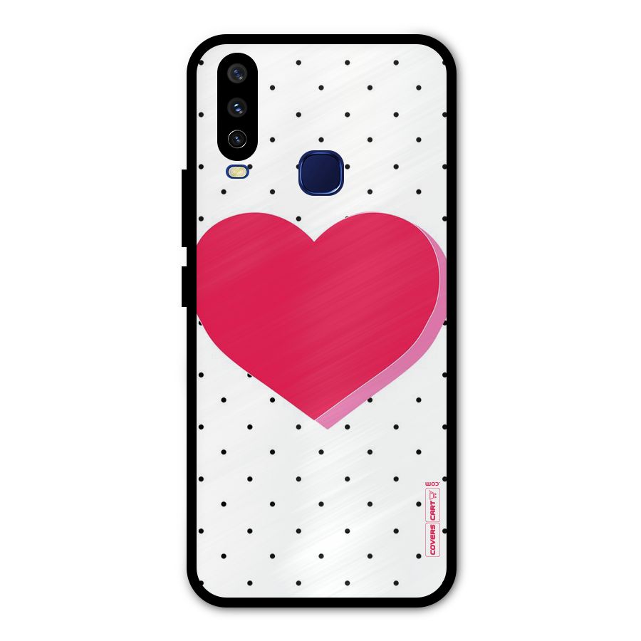Pink Polka Heart Metal Back Case for Vivo V17