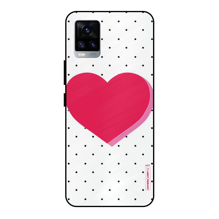 Pink Polka Heart Metal Back Case for Vivo V20 2021