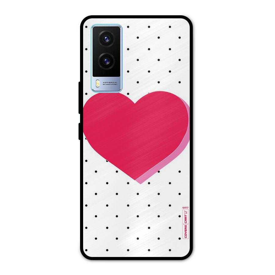 Pink Polka Heart Metal Back Case for Vivo V21e 5G
