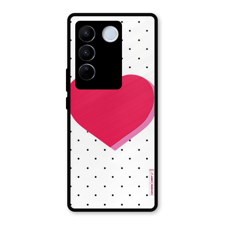 Pink Polka Heart Metal Back Case for Vivo V27 Pro