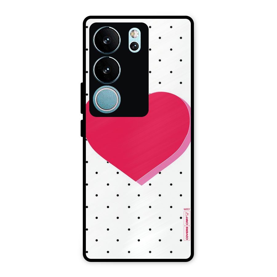 Pink Polka Heart Metal Back Case for Vivo V29 Pro