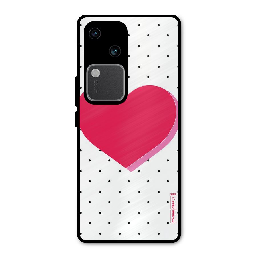 Pink Polka Heart Metal Back Case for Vivo V30