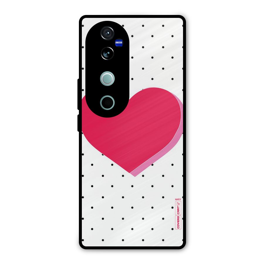 Pink Polka Heart Metal Back Case for Vivo V40