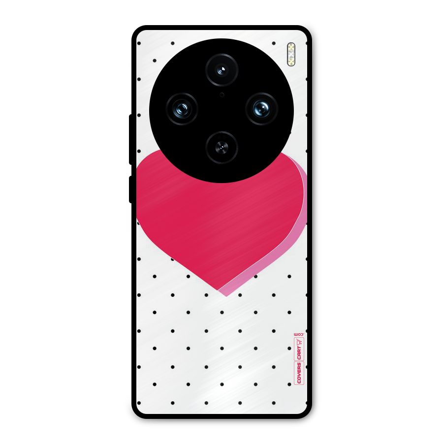 Pink Polka Heart Metal Back Case for Vivo X100 Pro