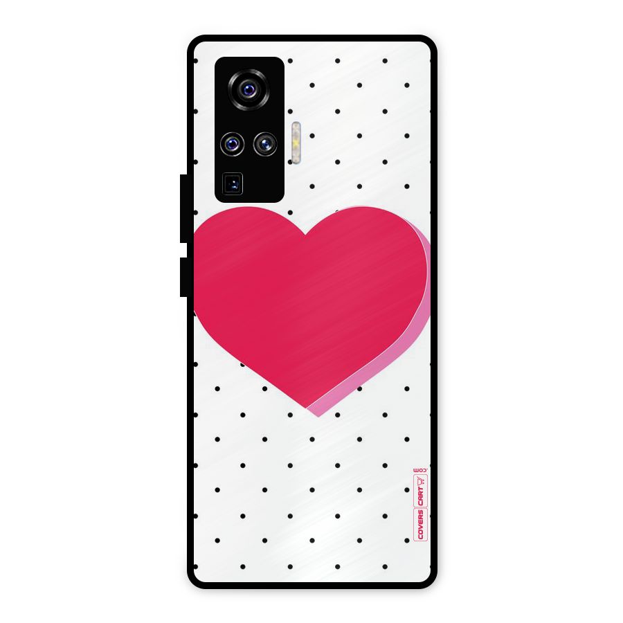 Pink Polka Heart Metal Back Case for Vivo X50 Pro